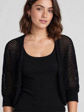 Apt 9 open Weave Black Women's Sweater Shrug